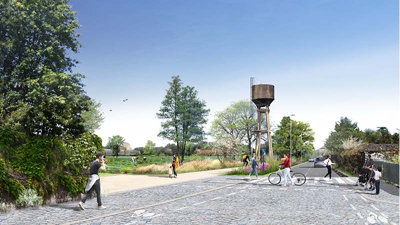 La rue de la Papotière, colonne vertébrale de Doulon-Gohards, sera aménagée en 2022, tout en conservant son caractère rural. Doublé d’une voie de 10 m de large exclusivement réservée aux piétons et aux cyclistes, elle fera la part belle aux déplacements doux et à la végétation.