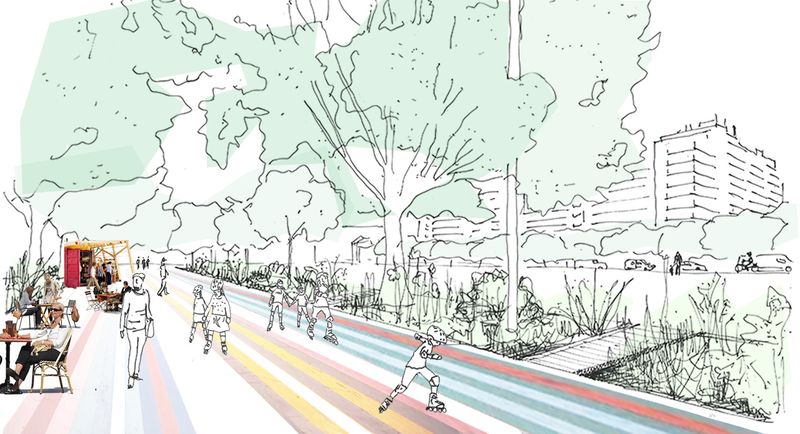 À partir de l’été 2025, les habitants pourront profiter de mobiliers provisoires pour jouer à la pétanque, aux échecs, à la marelle ou au ping-pong. © Agence TER